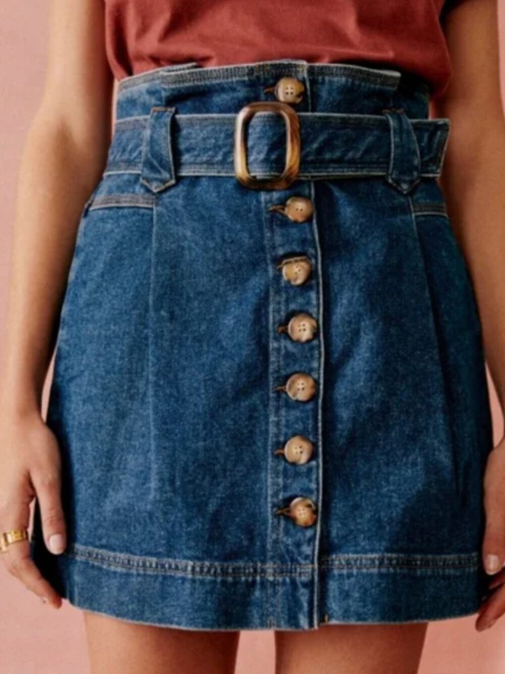 Sezane Hayden Skirt Blue Denim 36